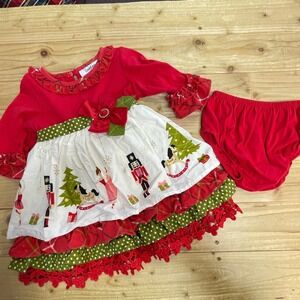 Counting Daisies Red Nutcracker Christmas‎ Dress Bloomers Set 12M